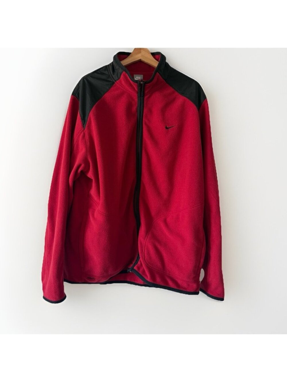 Nike Sportswear NikeFit‎ THERMA Fleece Mock Neck Zip Up Red Mens Size XL